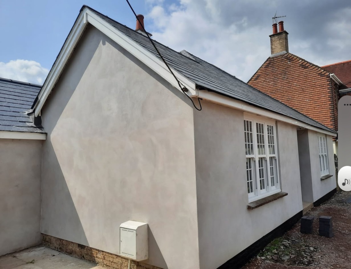 Smooth-rendered cottage gable