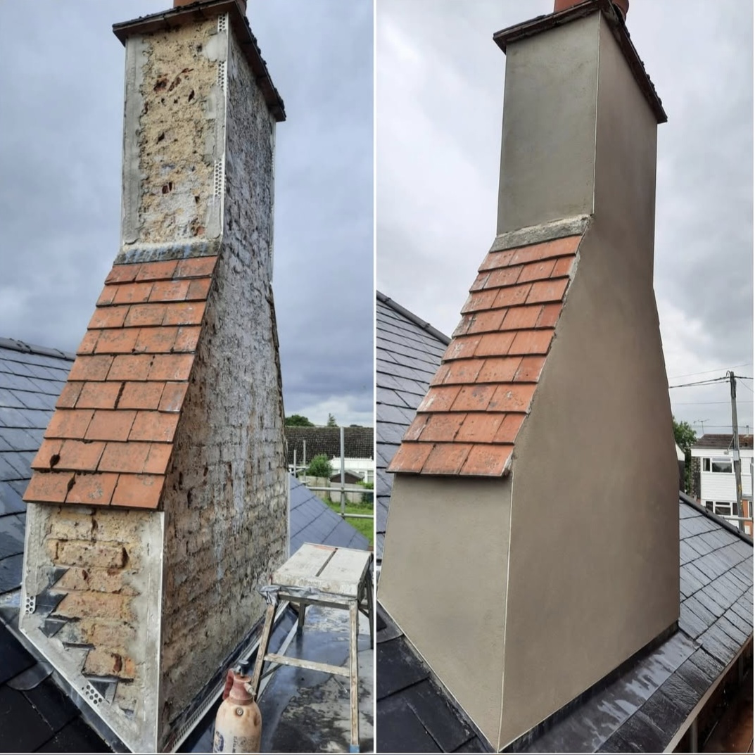 Chimney render restoration — Hailsham