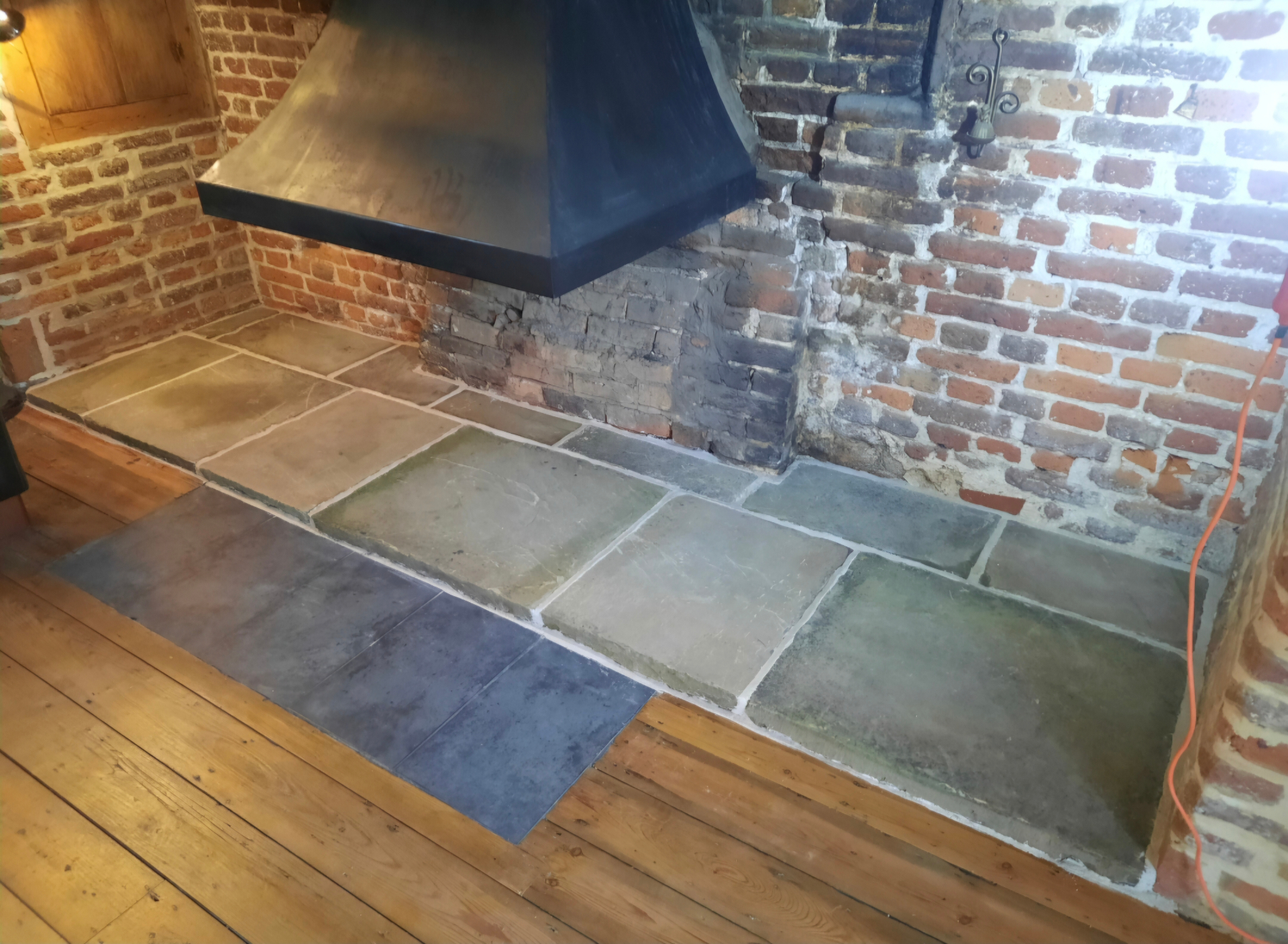 Reclaimed York stone hearth — Lydd