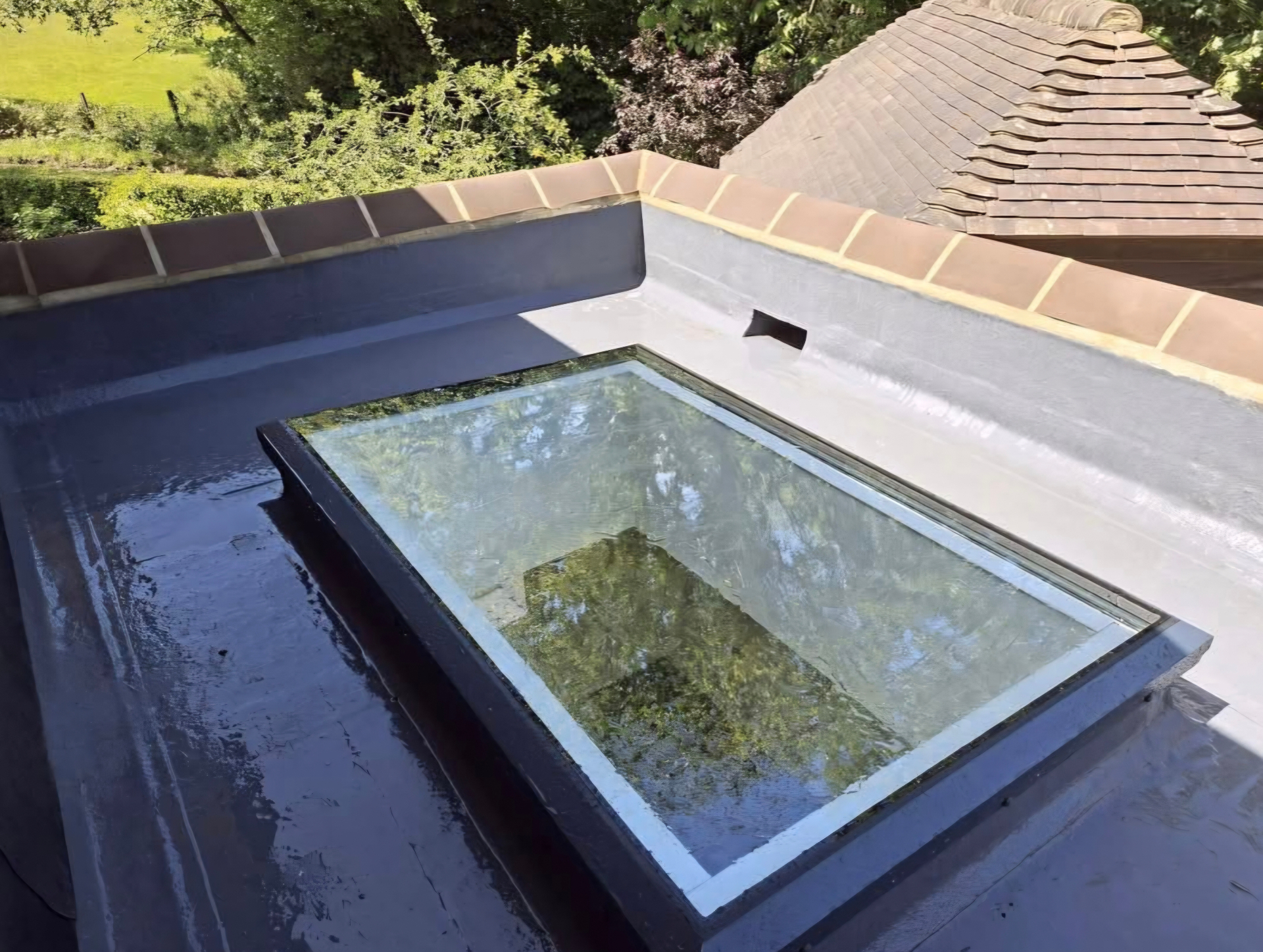 GRP flat roof with skylight