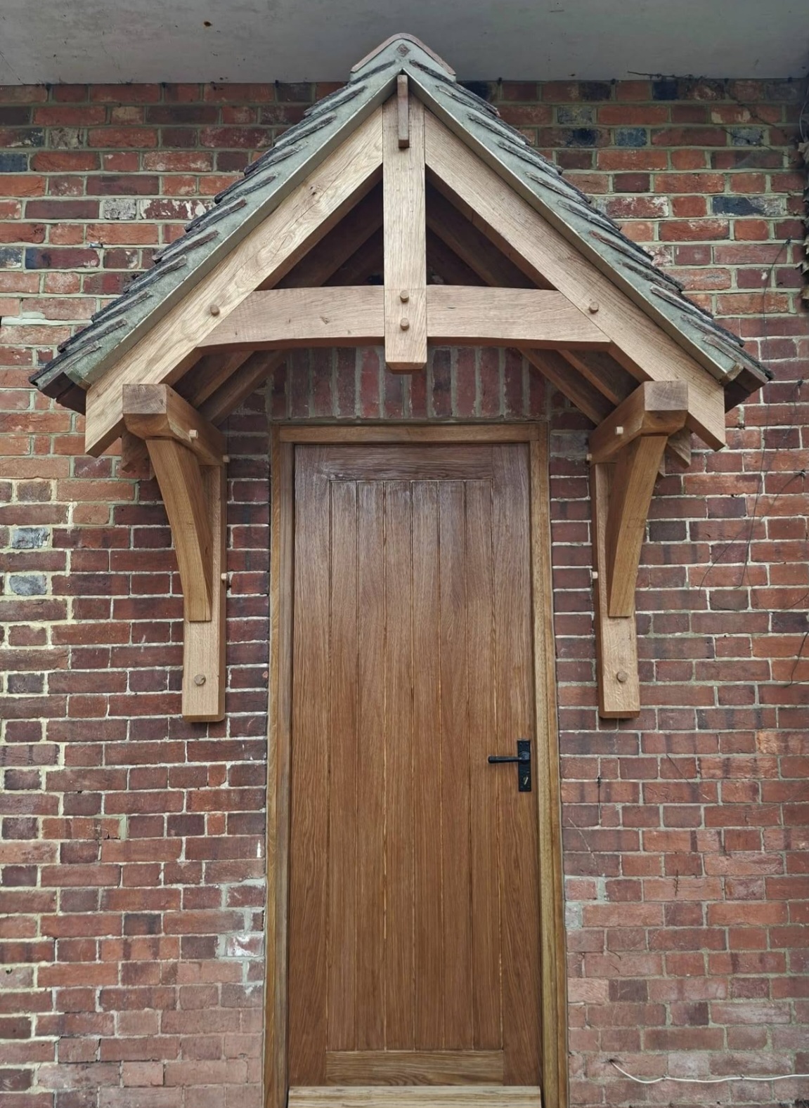 Handmade oak porch canopy